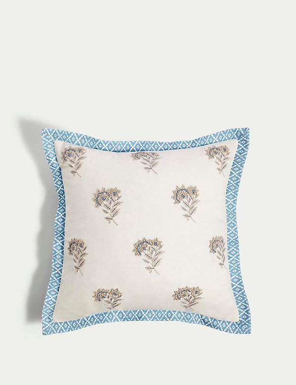 Cotton with Linen Embroidered Cushion - JE