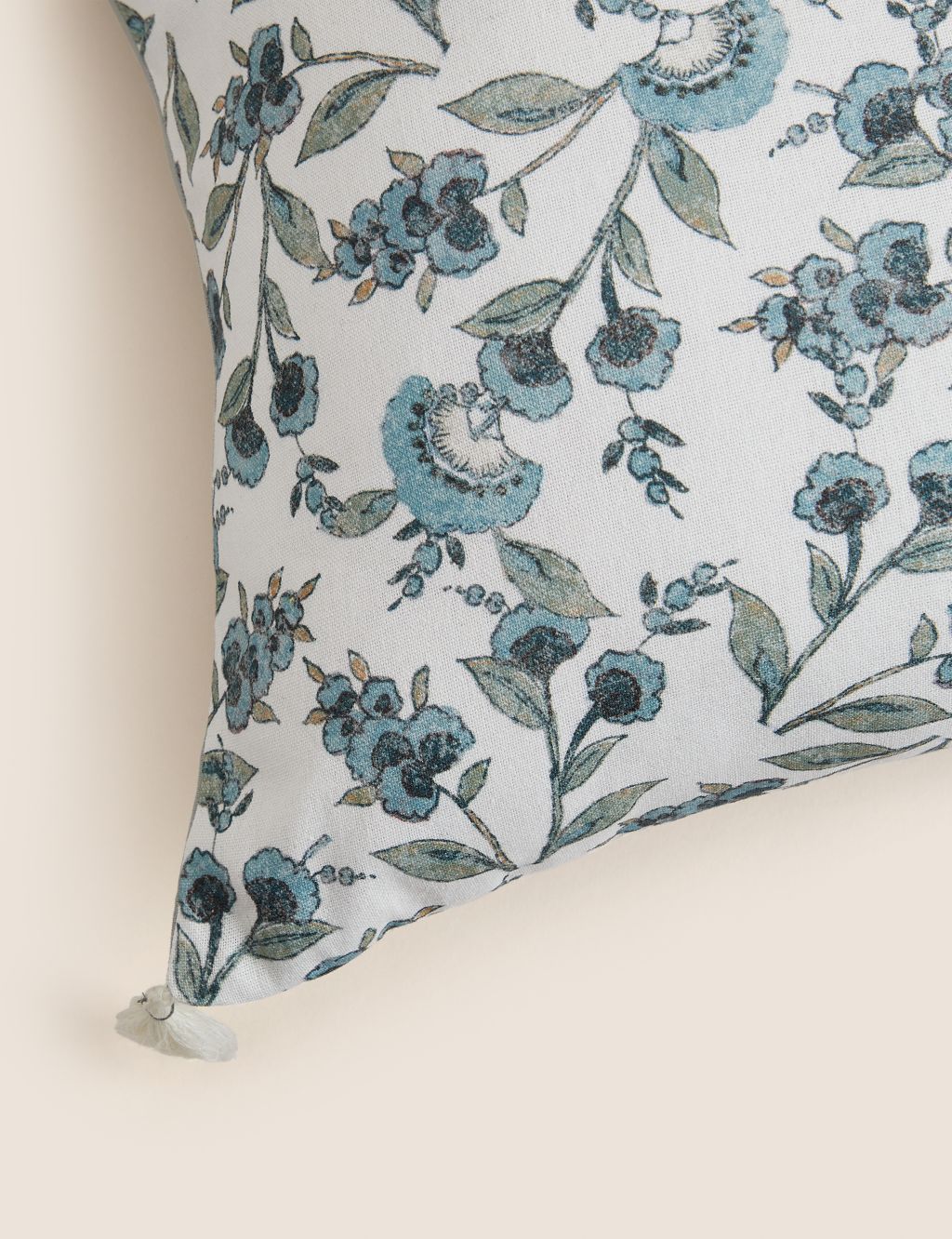Pure Cotton Floral Tassled Cushion image 4