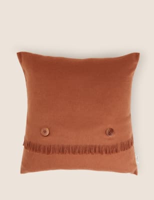 

M&S X Fired Earth Wool Blend Fringed Cushion - Rust, Rust