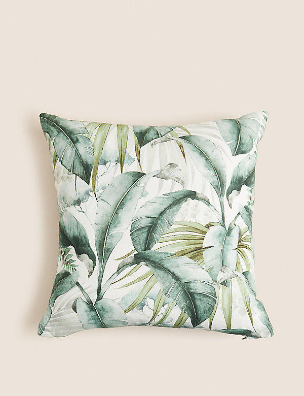 Pure Cotton Leaf Print Cushion - GR