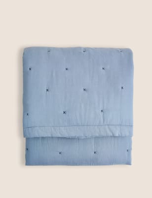 

M&S X Fired Earth Seville Feria Quilted Bedspread - Blue Mix, Blue Mix