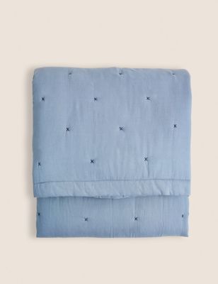 M&S X Fired Earth Seville Feria Quilted Bedspread - MED - Blue Mix, Blue Mix
