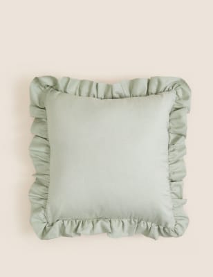 

M&S Collection Cotton with Linen Frilled Cushion - Sage, Sage