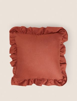 

M&S Collection Cotton with Linen Frilled Cushion - Rust, Rust