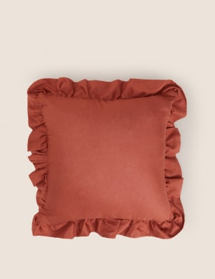 

M&S Collection Cotton with Linen Frilled Cushion - Rust, Rust