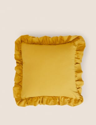 

M&S Collection Cotton with Linen Frilled Cushion - Ochre, Ochre