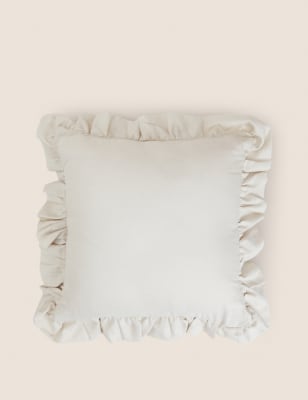 

M&S Collection Kissen aus Baumwolle mit Leinenanteil und Rüschen - Naturfarben, Naturfarben