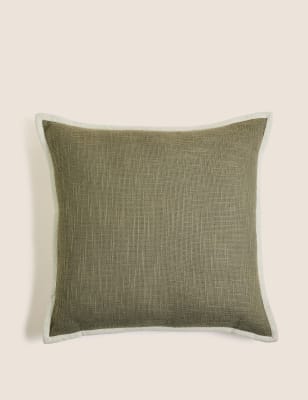 

M&S Collection Cotton with Linen Textured Cushion - Khaki, Khaki