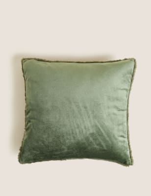 

M&S Collection Supersoft Faux Fur Cushion - Green, Green