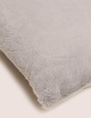 

M&S Collection Supersoft Faux Fur Cushion - Silver Grey, Silver Grey