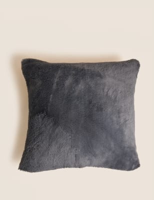 

M&S Collection Supersoft Faux Fur Cushion - Charcoal, Charcoal