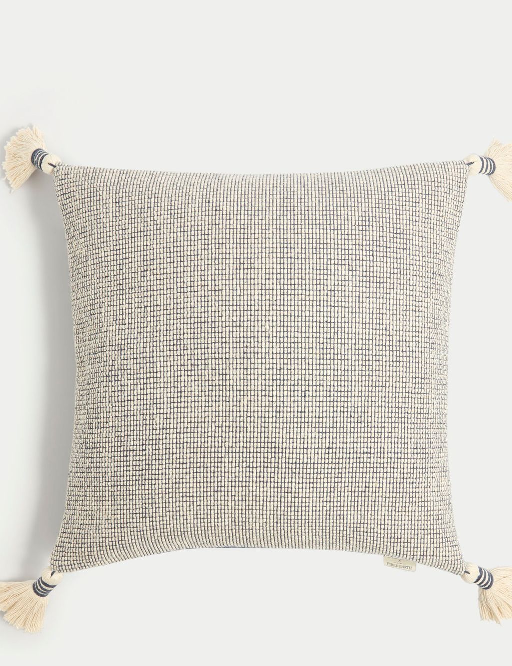 Pure Cotton Textured Tasselled Cushion