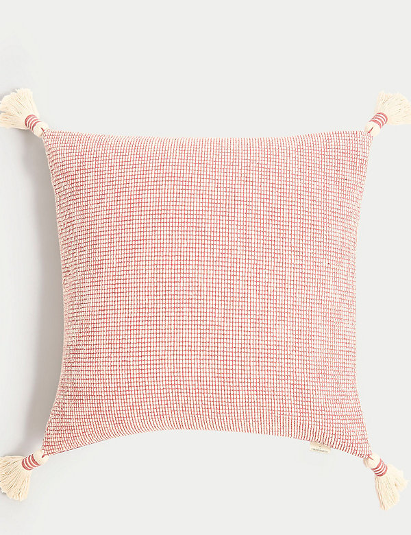 Pure Cotton Textured Tasselled Cushion - SE