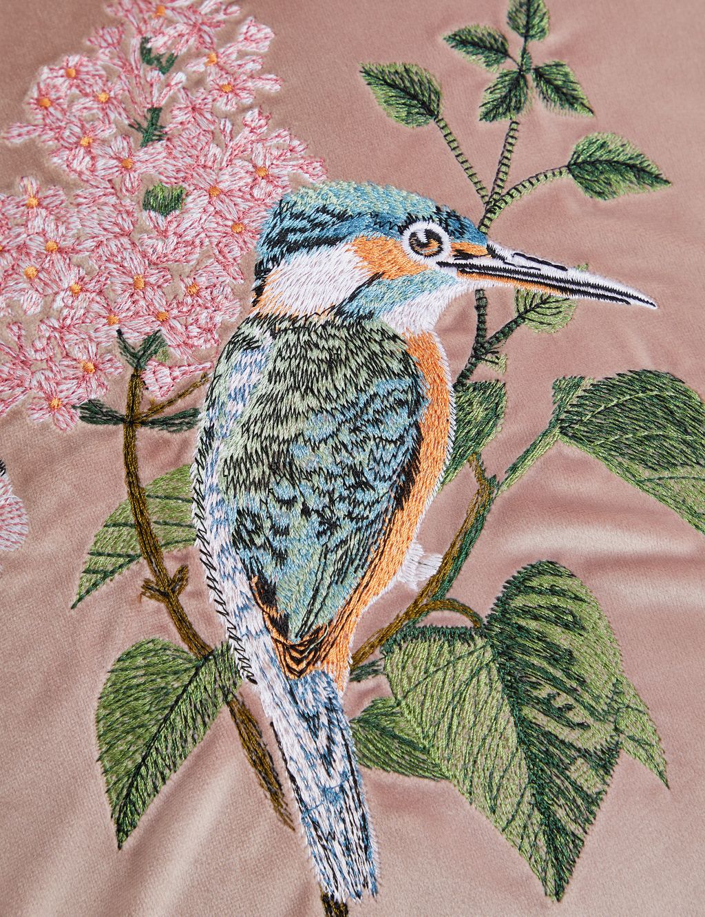 Velvet Floral Bird Embroidered Cushion image 5