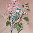 Velvet Floral Bird Embroidered Cushion - pinkmix