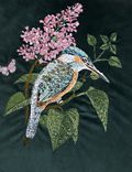 Velvet Floral Bird Embroidered Cushion