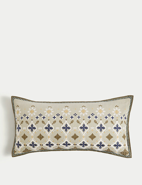 Coussin style polochon en coton à motif indien - BE