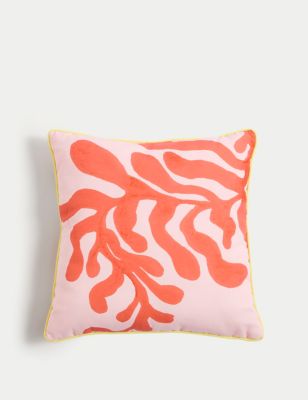 M&S Set of 2 Coral & Checked Outdoor Cushions - Pink Mix, Pink Mix