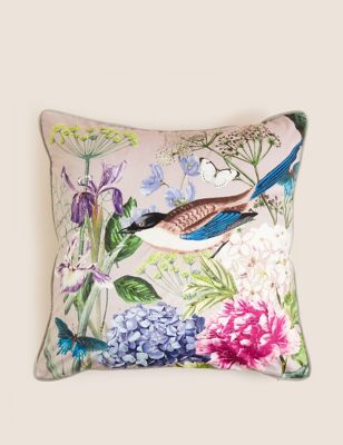 Bird Floral Embellished Cushion