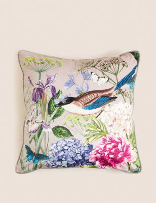 Bird Floral Embellished Cushion - FI