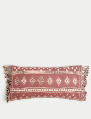 M&S X Fired Earth Jaipur Bassi Woven Outdoor Bolster Cushion - Dusty Cedar, Dusty Cedar