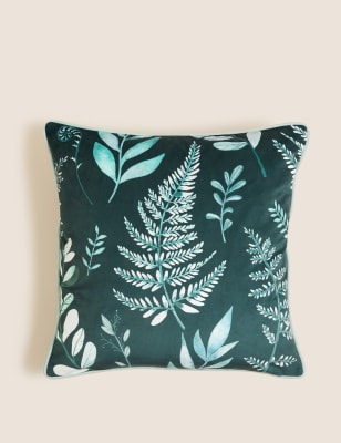 

M&S Collection Velvet Leaf Piped Cushion - Green Mix, Green Mix