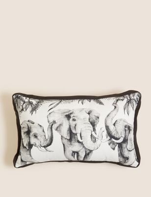 

M&S Collection Pure Cotton Elephant Print Bolster Cushion - Charcoal Mix, Charcoal Mix