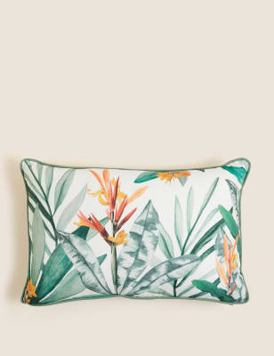 

M&S Collection Pure Cotton Tropical Piped Bolster Cushion - Green Mix, Green Mix