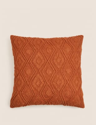 Pure Cotton Geometric Textured Cushion - BG