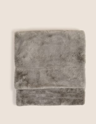 

M&S Collection Supersoft Faux Fur Throw - Light Grey, Light Grey