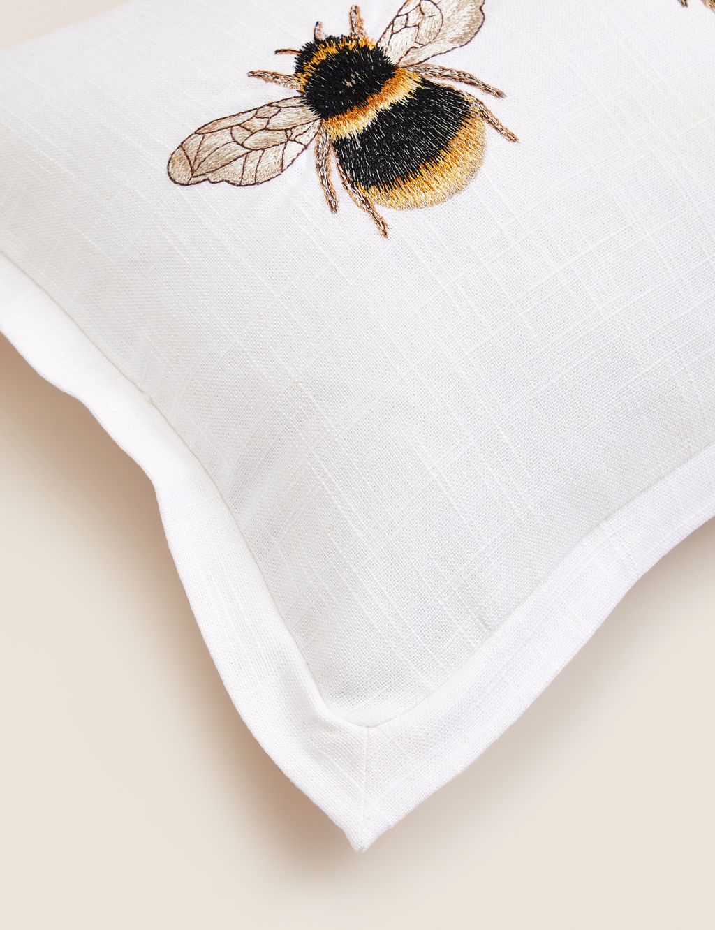 Cotton with Linen Bee Bolster Cushion image 5