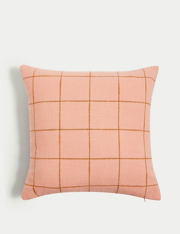 Pure Cotton Checked Cushion - US
