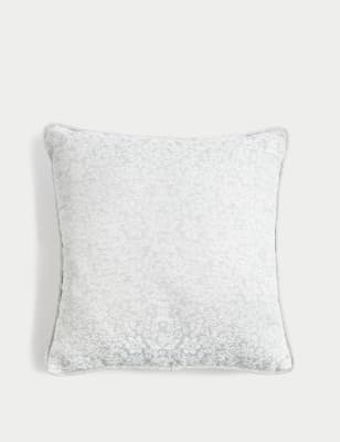 M&S Leaf Jacquard Cushion - Duck Egg, Duck Egg,Neutral