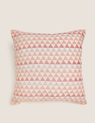 

M&S Collection Chenille Geometric Cushion - Pink Mix, Pink Mix