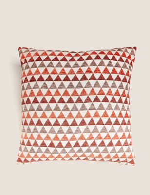 

M&S Collection Chenille Geometric Cushion - Red Mix, Red Mix