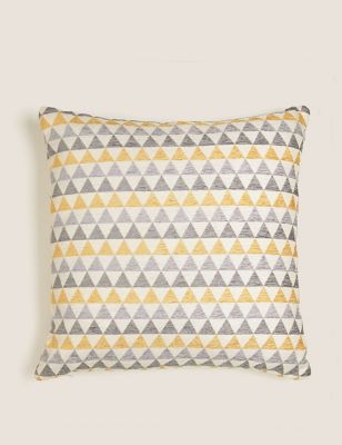 M&S Chenille Geometric Cushion - Ochre, Ochre