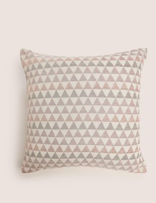 M&S Collection Chenille Geometric Cushion - Natural Mix, Natural Mix