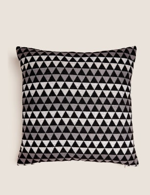 

M&S Collection Chenille Geometric Cushion - Black Mix, Black Mix