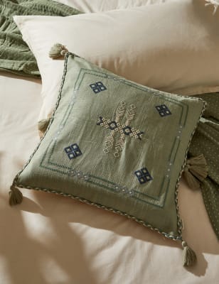 

M&S X Fired Earth Marrakech Collection Sofia Cushion - Weald Green, Weald Green