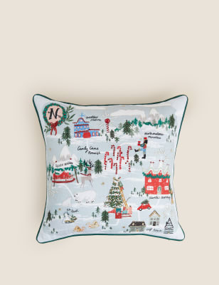 Cotton Rich Embroidered Christmas Cushion