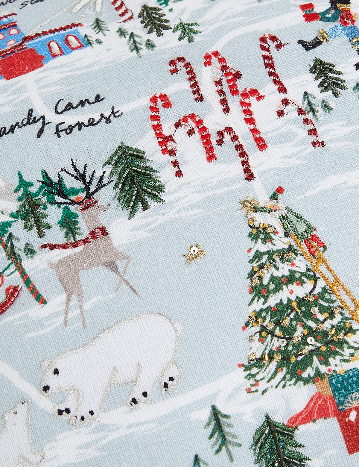 Cotton Rich Embroidered Christmas Cushion