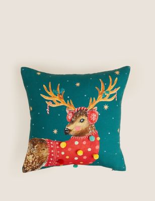 Pure Cotton Reindeer Cushion - RS