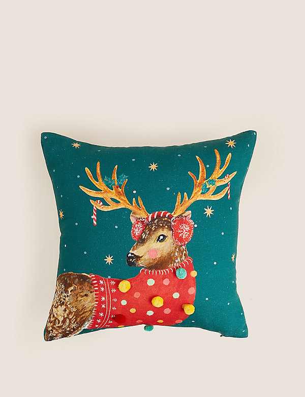 Pure Cotton Reindeer Cushion - NL