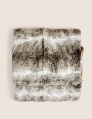 

M&S Collection Faux Fur Animal Print Throw - Brown Mix, Brown Mix