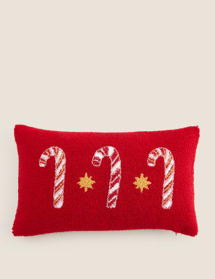 

M&S Collection Candy Cane Bolster Cushion - Red, Red