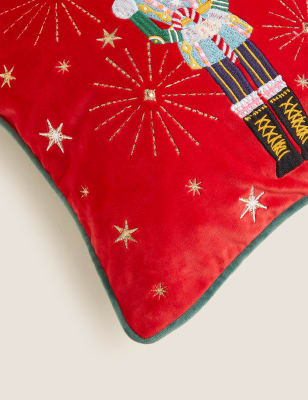 

M&S Collection Velvet Nutcracker Small Light Up Cushion - Red Mix, Red Mix