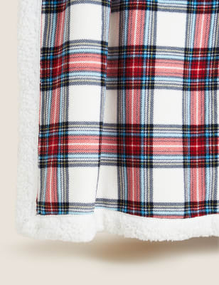 

M&S Collection Fleece Checked Christmas Tartan Throw - Cream Mix, Cream Mix