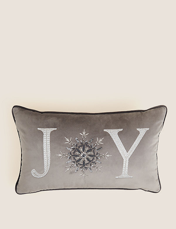 Velvet Joy Embroidered Bolster Cushion - NO