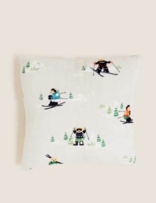 

M&S Collection Spencer Bear Fleece Cushion and Throw Bundle - Grey Mix, Grey Mix