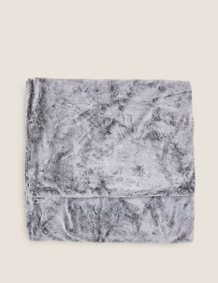 

M&S Collection Faux Fur Tipped Throw - Silver Grey, Silver Grey